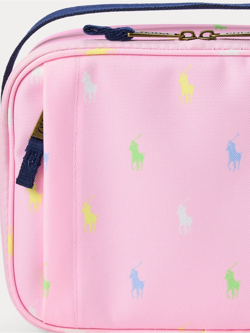 Ralph Lauren Kids Pink Lunch Tote with Multicolor Polo Pony Print